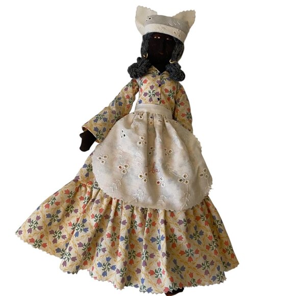 Vintage Handmade Curacao Black Dolls Cloth Folk Couple Floral Outfits Poseable - Picture 10 of 16